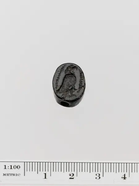 Black jasper scaraboid seal