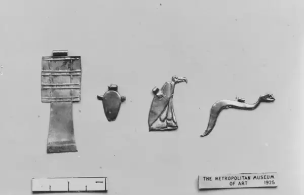 Group of 4 Amulets of Djedmutesankh: Cobra, Vulture, Heart, and Djed Pillar