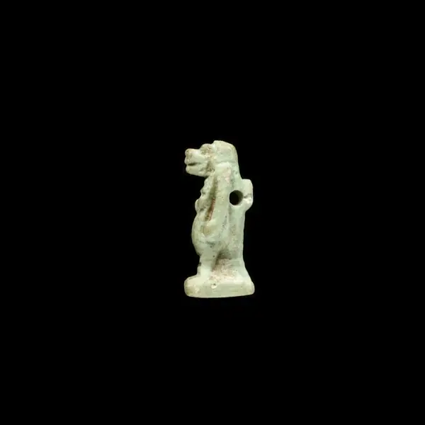 Taweret amulet, green glazed composition, Egypt, Late or Ptolemaic Period (600-100BC)