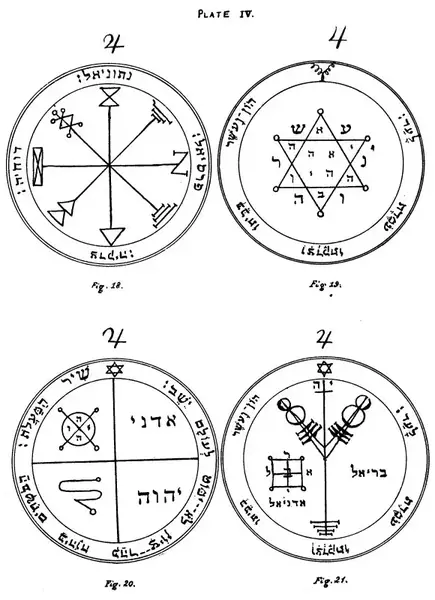 Pentacles of Jupiter (Plate IV, The Key of Solomon the King, 1888)