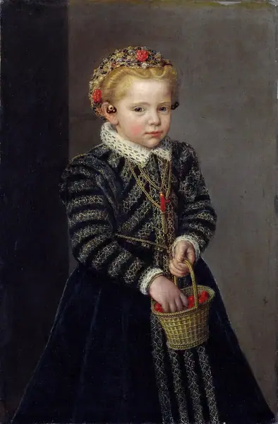 A Little Girl with a Basket of Cherries title QS:P1476,en:"A Little Girl with a Basket of Cherries " label QS:Len,"A Little Girl with a Basket of Cherries " label QS:Les,"Little Girl with a Basket of 