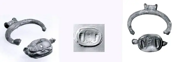 Silver pendant ring with agate scarab