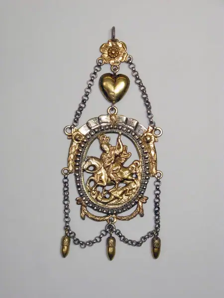 Silver pendant, partly gilded, with St George killing the dragon, South Germany, 1800-1870
