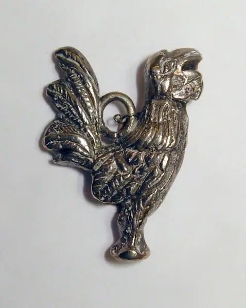 Small silver charm in the form of a cock crowing, Cordoba (Spain), 1865-1870