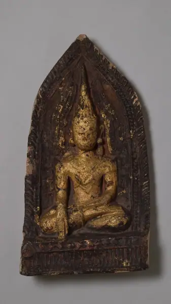 Buddha; Religion, clay, baked gilt, Burma, 1700-1800
