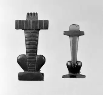 M0016456: Two Egyptian amulets shaped as the Sema symbol of unity