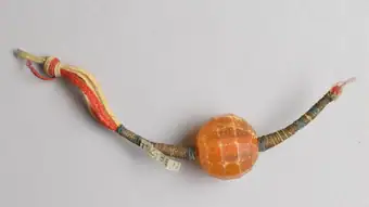 embedded with insects; Jewellery, amber gold thread, facetted bead, India