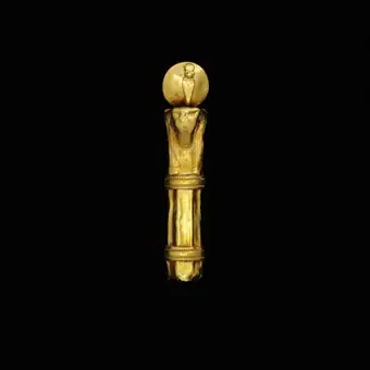 Amulet case, gold, decorated with the head of Horus, Lebanon or Syria, Phoenician, 7th-6th century BC