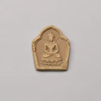 Votive plaque, Amitayus, clay, E,Tibet, 19th century