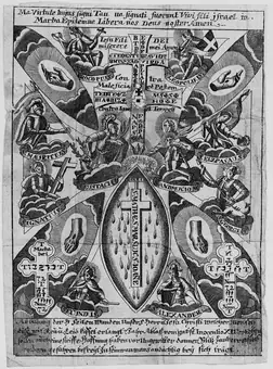 M0016851: Contents of a breverl showing the emblems of various saints