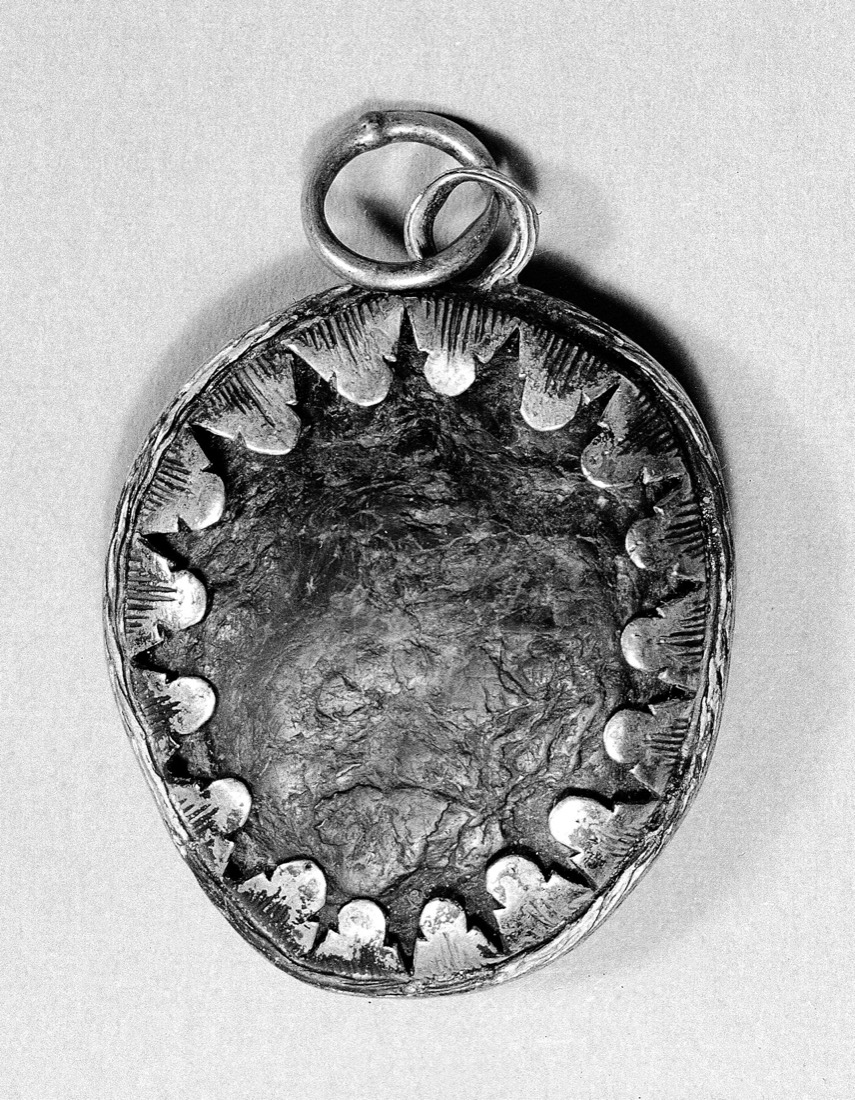 An eaglestone, mounted in silver